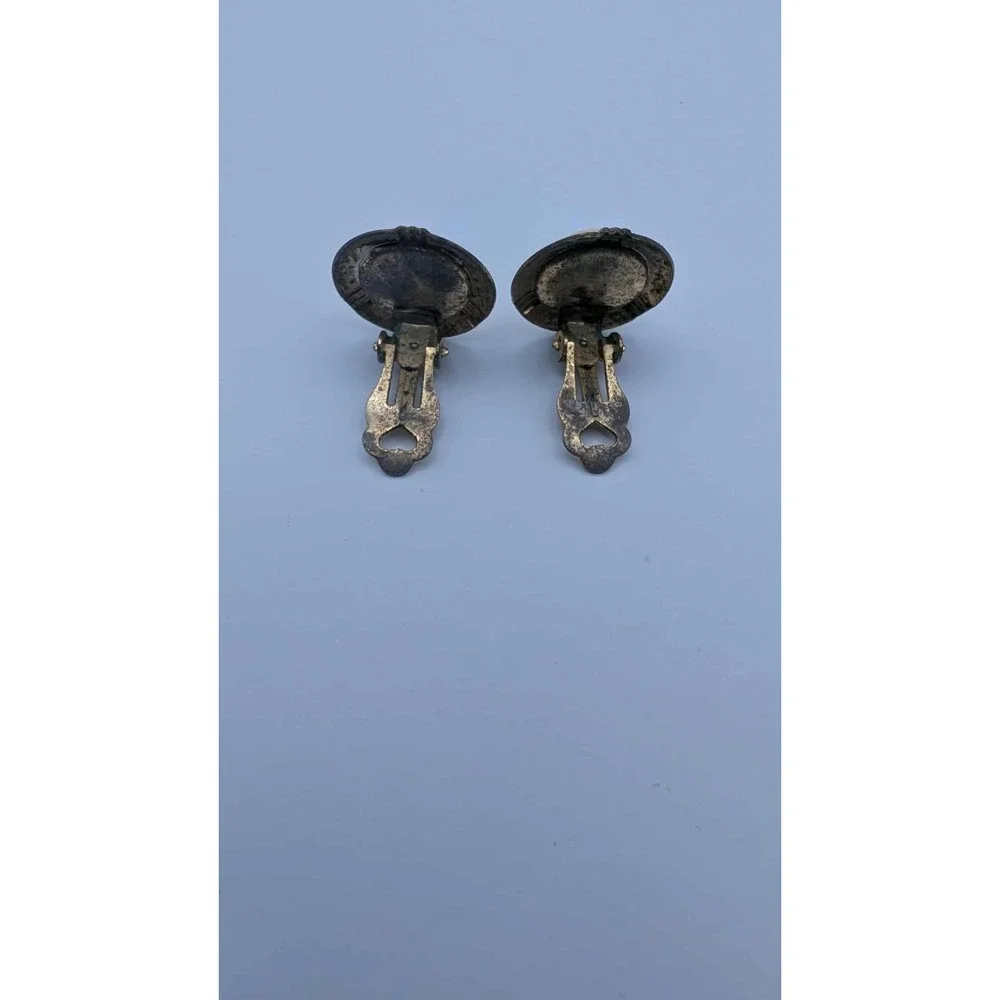 vintage gold‎ toned faux pearl clip-on earrings